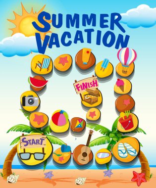 Yaz plaj ile oyun şablonu