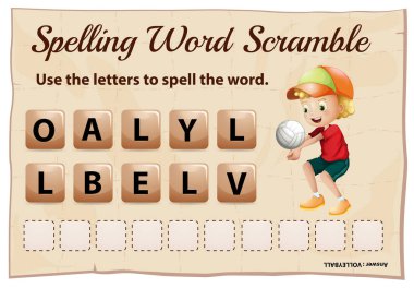 Yazım word scramble şablonu word Voleybol ile