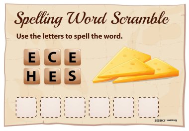 Word scramble oyun şablonu word peynirli yazım