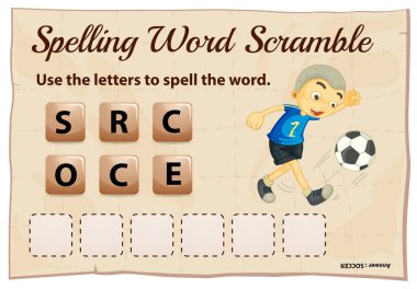 Word scramble oyun şablonu word futbol ile yazım denetimi
