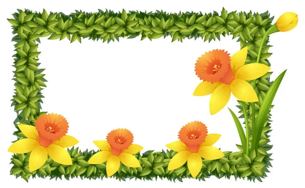 Modèle de cadre avec fleurs de jonquille — Image vectorielle