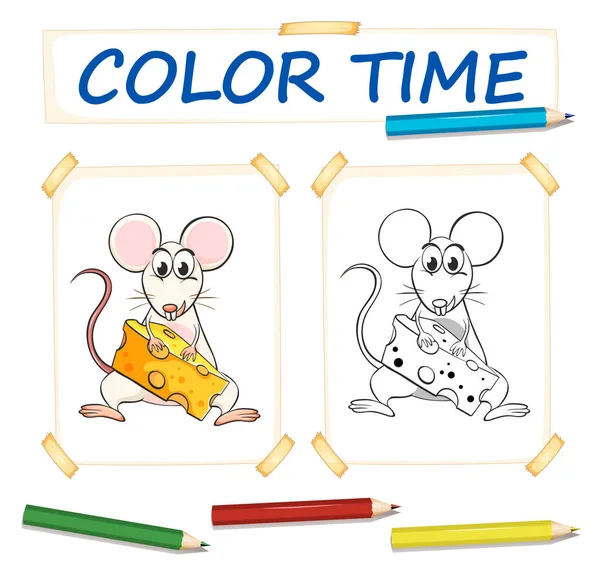着色模板与可爱的老鼠 — 图库矢量图片
