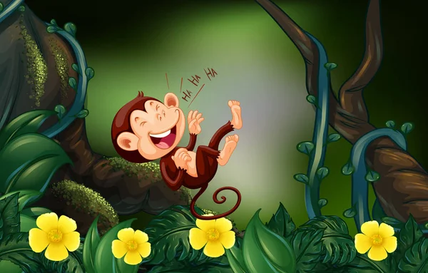 Happy monkey in the deep forest — Stock Vector