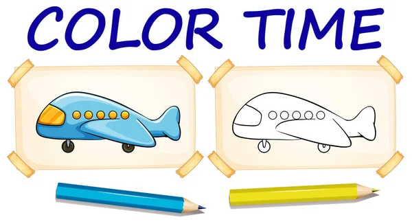 Plantilla para colorear con avión — Vector de stock