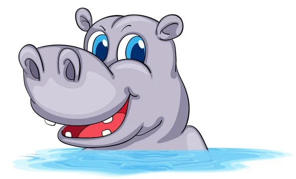 Hippo swimming in water — Stock Vector