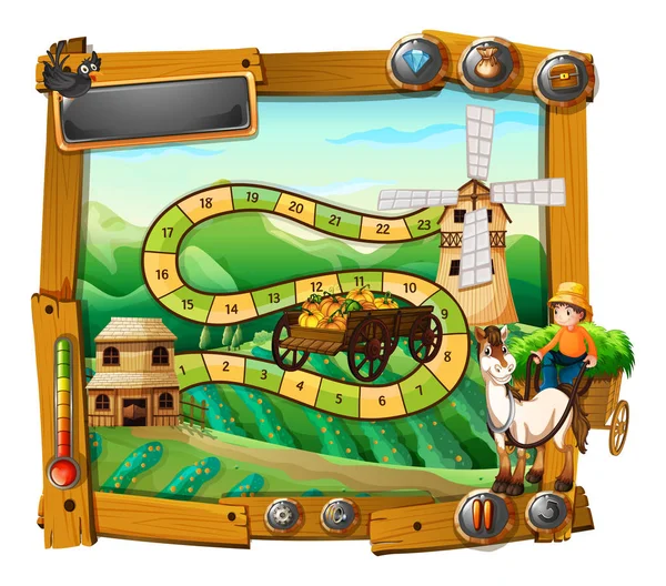 Modelo de jogo com agricultor no vagão — Vetor de Stock