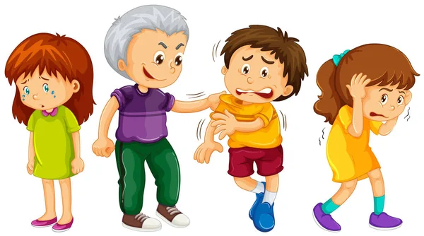 Big kid threatened younger kids Stock Illustration
