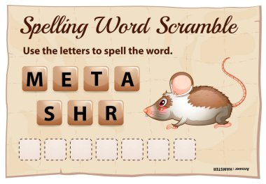Word scramble oyun şablonu hamster ile yazım denetimi