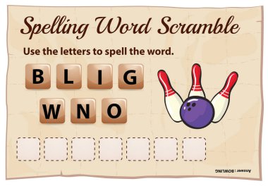 Yazım word scramble oyun şablonu word bowling ile
