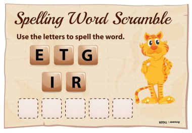Word scramble oyun şablonu word kaplan ile yazım denetimi