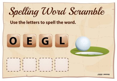 mspelling word scramble oyun şablonu ile delik