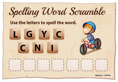 Yazım word scramble oyun şablonu word ile Bisiklete binme