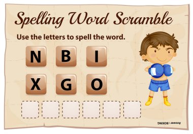 Word scramble oyun şablonu word boks ile yazım denetimi