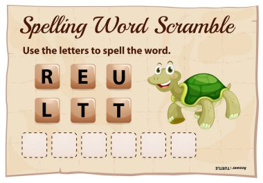 Word scramble kelime kaplumbağa için yazım denetimi