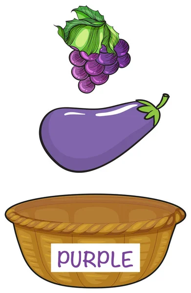 Корзина для фиолетовых овощей — стоковый вектор