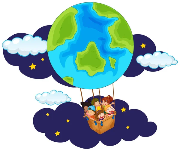 Ιππασίας μπαλόνι τη νύχτα για παιδιά — Διανυσματικό Αρχείο