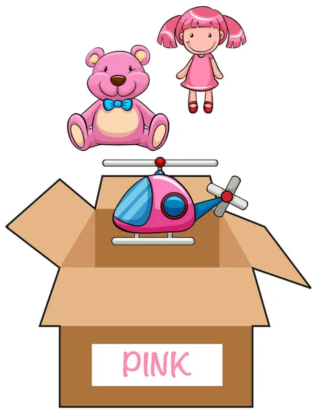 Box for pink toys — Stock Vector