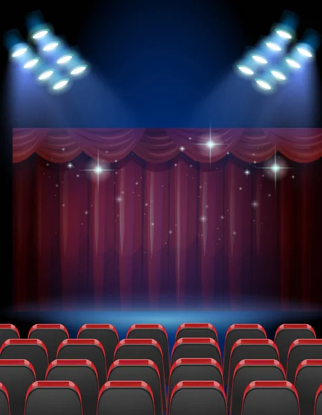 Stage teater med lampor och stolar — Stock vektor
