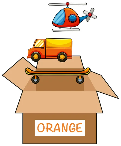 Caja de cartón con etiqueta naranja — Archivo Imágenes Vectoriales