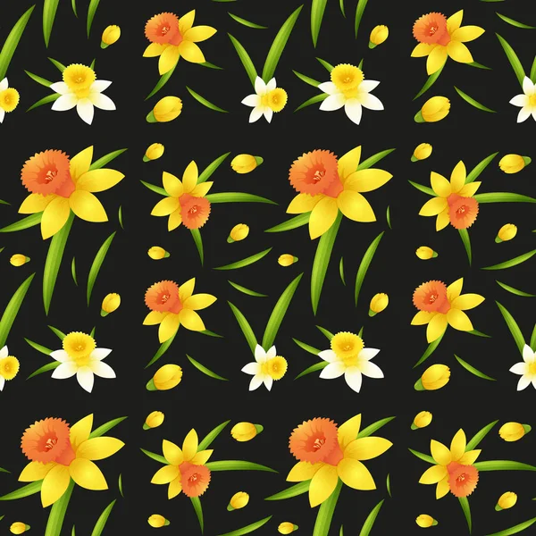 Nahtlose Hintergrundgestaltung mit Narzissenblumen — Stockvektor