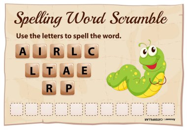 Word scramble kelime tırtıl için oyun yazım