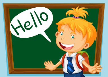 Liseli kız sınıfta Selam