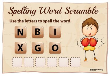 Boks için yazım kapış oyun şablonu