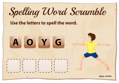 Word scramble şablonu word yoga için yazım denetimi