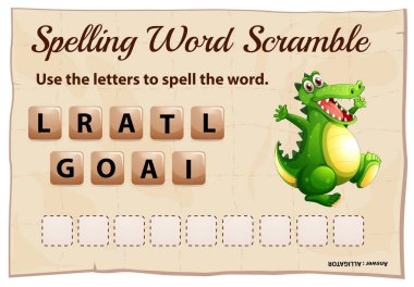 Yazım kelime scramble oyunu kelime timsah ile