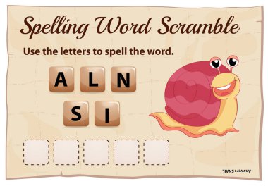 Yazım word scramble şablonu word salyangoz ile