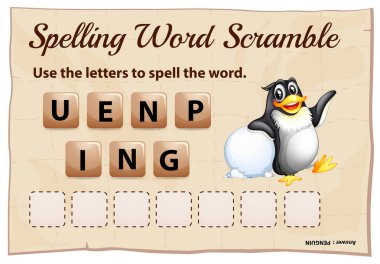 Yazım kelime scramble oyunu kelime penguen ile