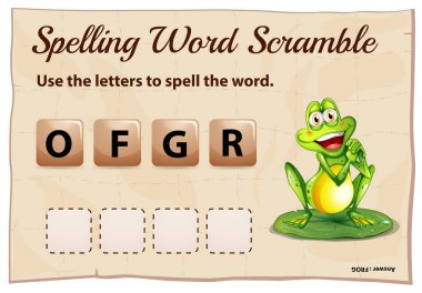 Word scramble şablonu word kurbağa için yazım denetimi