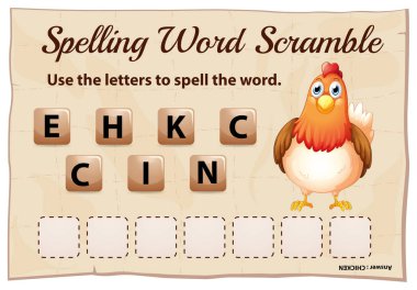 Yazım word scramble şablonu word tavuk