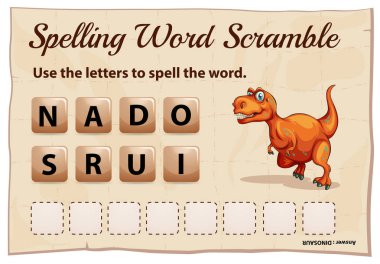 Dinozor için yazım kapış oyun şablonu