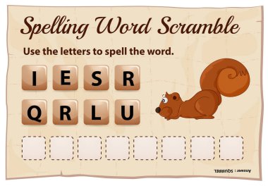 Yazım kelime scramble oyunu kelime sincapla