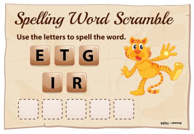 Yazım word scramble şablonu word kaplan ile