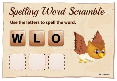 Yazım word scramble şablonu word baykuş ile