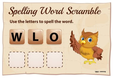 Yazım word scramble şablonu ile şirin baykuş