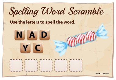 Word scramble şablonu word şeker yazım