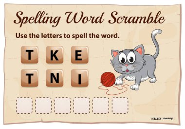 Word scramble kelime yavru kedi oyun yazım
