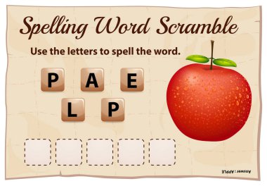 Yazım kelime scramble oyunu kelime apple ile