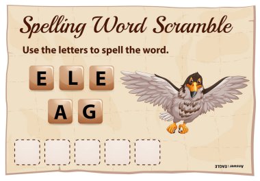 Word scramble oyun şablonu kartal için yazım denetimi