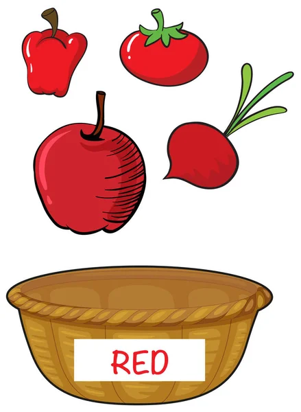 Red vegetables in red basket — Stock Vector