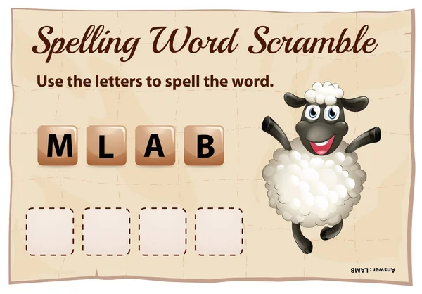 Plantilla de juego Spelling scramble para cordero — Archivo Imágenes Vectoriales