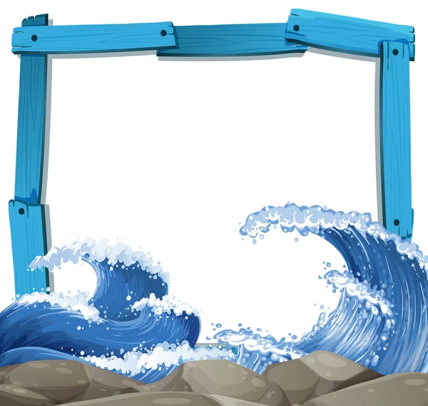 Modelo de quadro azul com fundo de ondas gigantes — Vetor de Stock