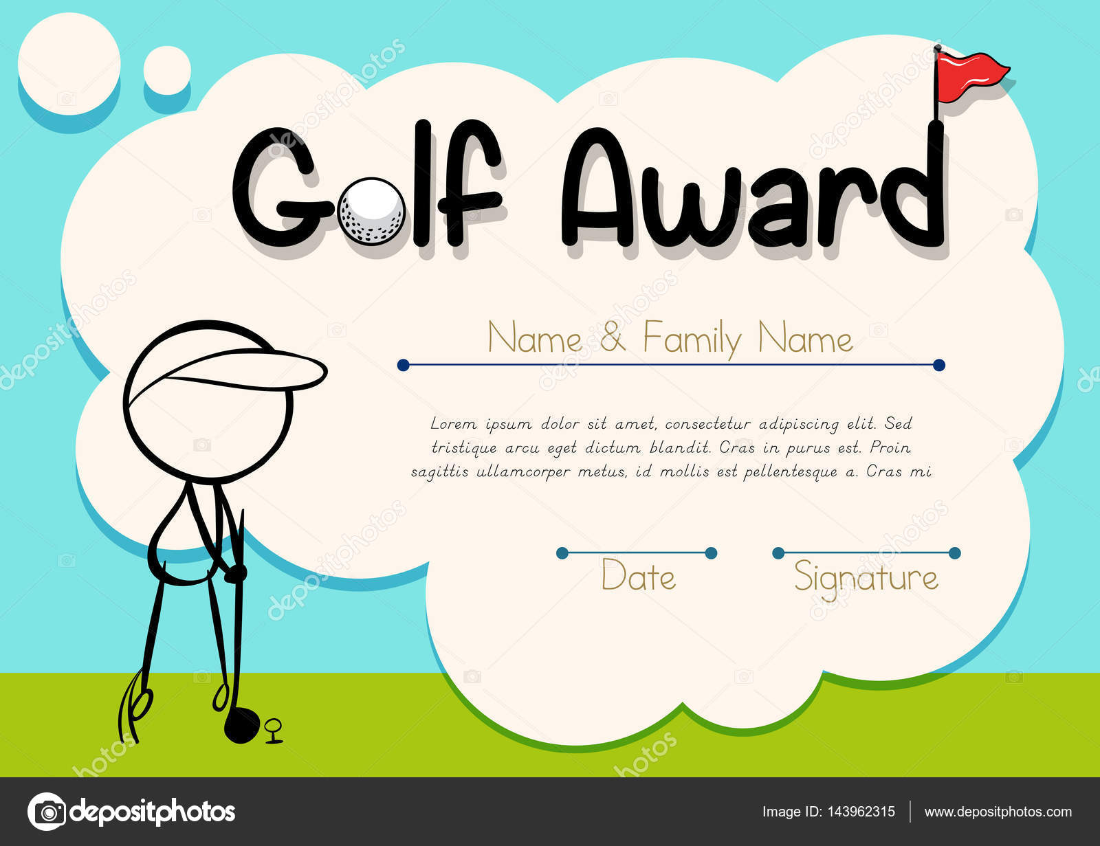 Certificate template for golf award — Stock Vector © interactimages