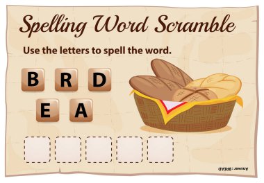 Word ile Word scramble oyun ekmek yazım