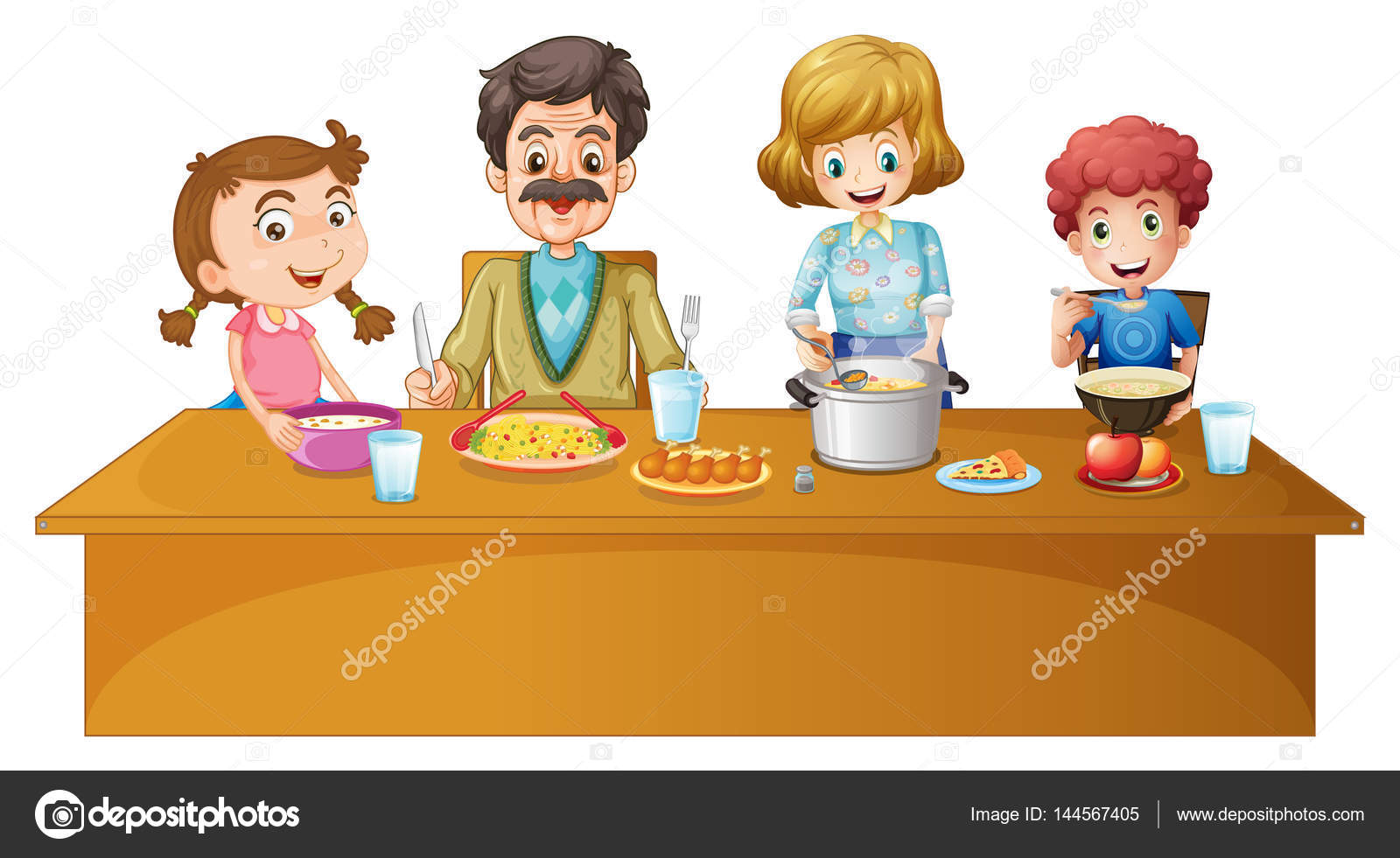 Yemek Yiyen Aile Resmi çizimi Akuninidik