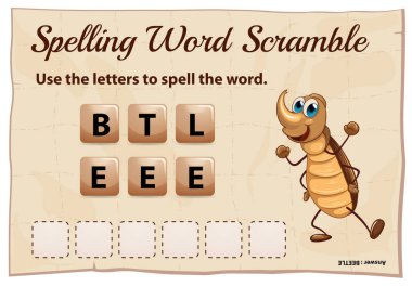 Yazım kelime scramble oyunu kelime böceği ile