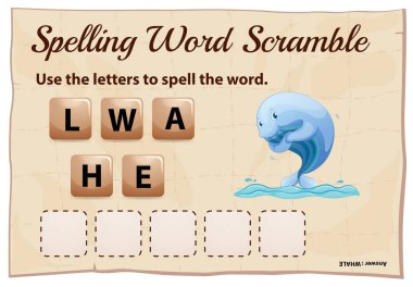Word scramble oyun kelime balina için yazım denetimi